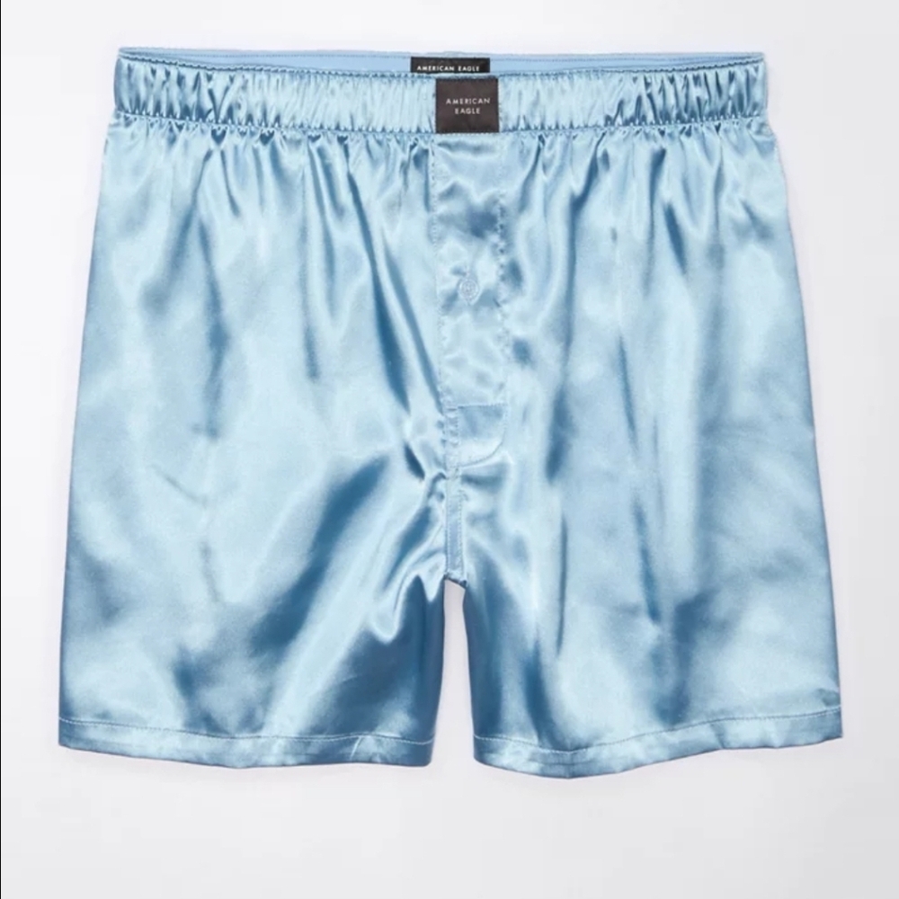 American Eagle Outfitters Men's Satin Blue Boxers